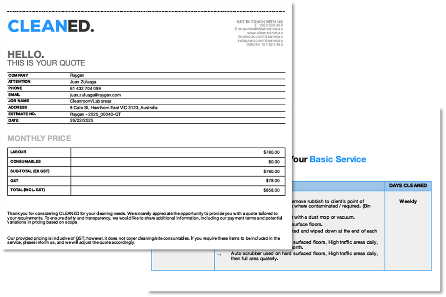 Quote App PDF templates